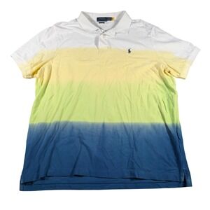 Polo Ralph Lauren Polo Shirt Mens XXL Multicolor Dip Dye Classic Fit Cotton READ